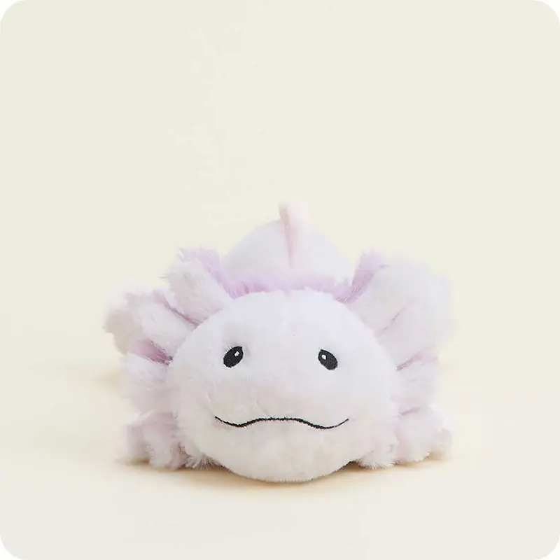 Pink Axolotl Warmies Junior - Heatable, Weighted Stuffed Animal. Soothing muscle and cramp relief