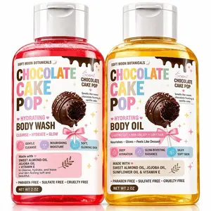 Chocolate Cake Pop Body Oil & Body Wash Set – Hydrating, Sweet Dessert Scent, Moisturizing Glow Skin Care, Non-Greasy, Long Lasting Fragrance, Soft Smooth Skin Gift Set for Women Moisturizer