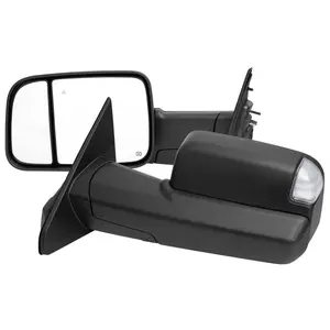 2019-2024 Ram 1500 Matte Black Power Plane Mirror w/ Manual Convex Mirror, Manual Fold & Rotate, BSD, Heated Plane Mirror and LED Turn Signal Light