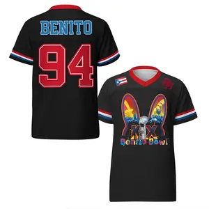 Puerto Rico Mesh Football Jersey, Team Benito Jersey, All Printed, Performance Jersey Fan Apparel LX Halftime Show