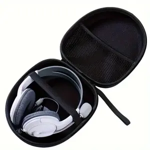 Durable EVA Hard Shell Headphone Case - Shockproof Travel Organizer with Cable & Accessory Storage, Black, for Wireless Headsets, Earphones & Small Electronics, Tech Gear Storage |   Portable Headphone Case |   Shockproof Case