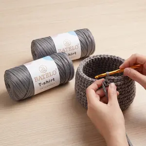 BATELO 2-Pack Leather T-Shirt Yarn, 400g/144yds High-Elastic Thick Polyester Yarn, Ideal for Beginner Crochet Projects (Bags, Baskets)