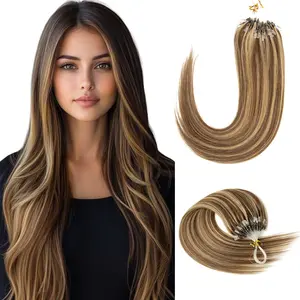 Micro Loop Hair Extensions Human Hair Thick Hair Machine Remy 30g/pack Easy Install At Home Fashion Straight Human Hair for Women 12-20 inches