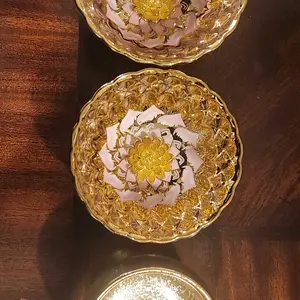 JianZhan--Handcraft Gloden Lotus Cup (Pink Petal)-art