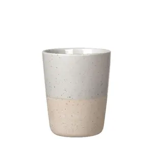 212 MAIN German Line Handleless Ceramic Stoneware Mug Set of 4, 8.5 oz Sablo Clay Reusable Cup for Coffee Drinks, Model 64113.4