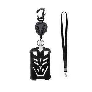 Polygon ID Badge Clip Set, Quick Release Extensible Steel Rope, Anti-Loss Backpack Key Ring, Tactical ID Holder, Office Supplies