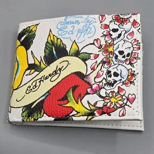 Ed Hardy Men's Multicolor Valet Tray and Bifold Wallet Id Window and Multiple card slots