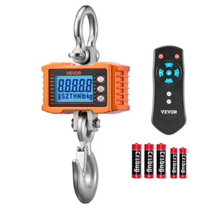【Summervibes】VEVOR Digital Crane Scale, 4400 lbs/2000 kg Max Capacity, Heavy Duty Industrial Hanging Scale with Cast Aluminum Case & LCD Display, 1 lbs Division & 3 Unit Switch, Remote Control for Garage Factory