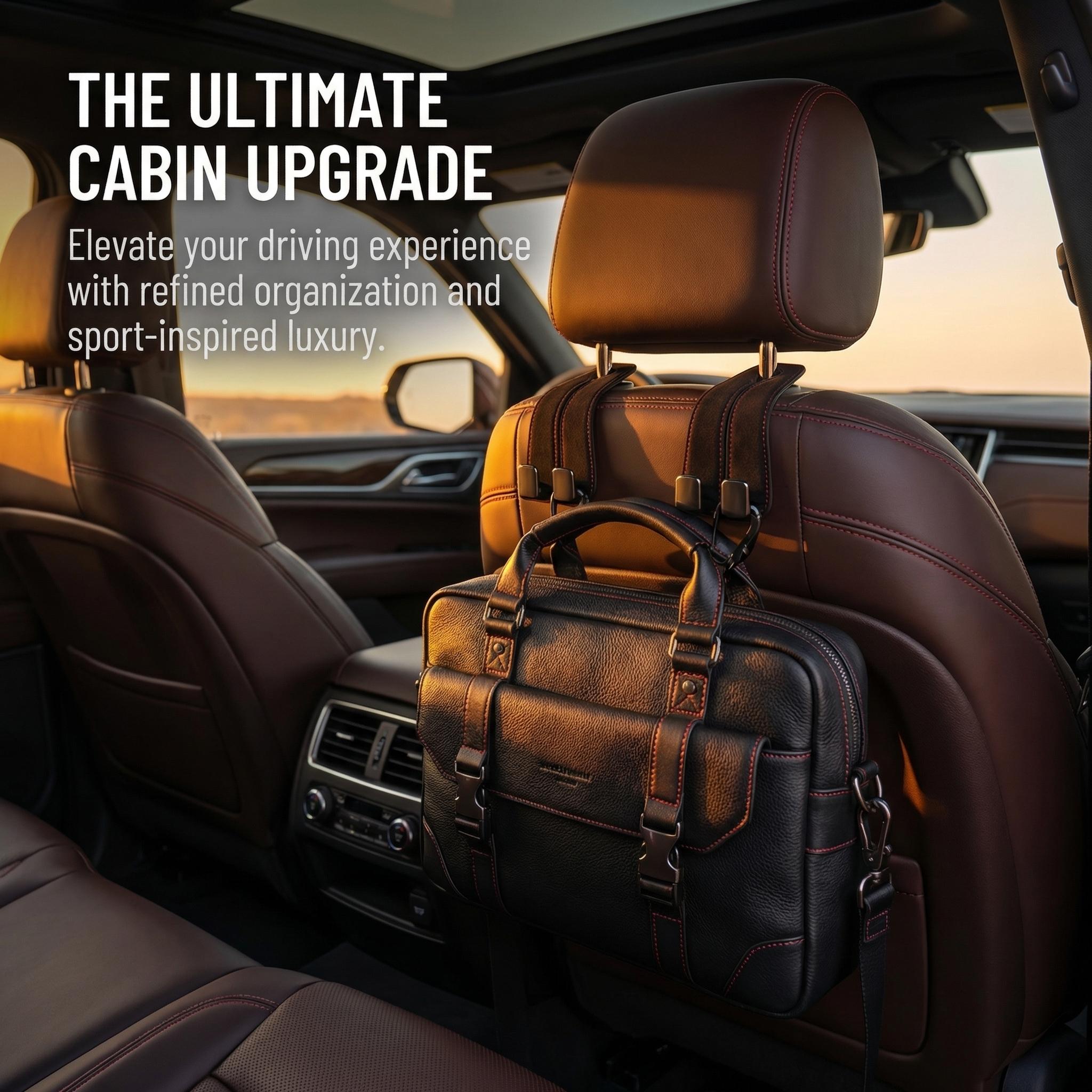 Universal Suede Leather Car Back Seat Hook | Double Hanging Organizer for SUV & Sedan | Soft Anti-Scratch Interior Decor | Multi-Functional Headrest Hanger Bags & Essentials Solar Powered Winter Windshield Long Carbon Fiber Stretchable Truck Bed Cargo Net