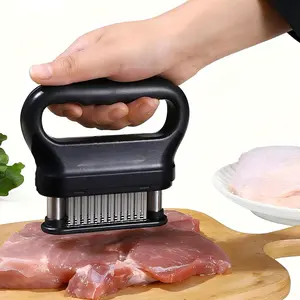 2025 Mini Black Meat Tenderizer - 48 Ultra Stainless Steel Blades, Fast Marinade Penetration Tool for Kitchen, BBQ & Steak, Dishwasher Safe Kitchen Gadget, Perfect Gift for Grill Lovers Dad Chefs