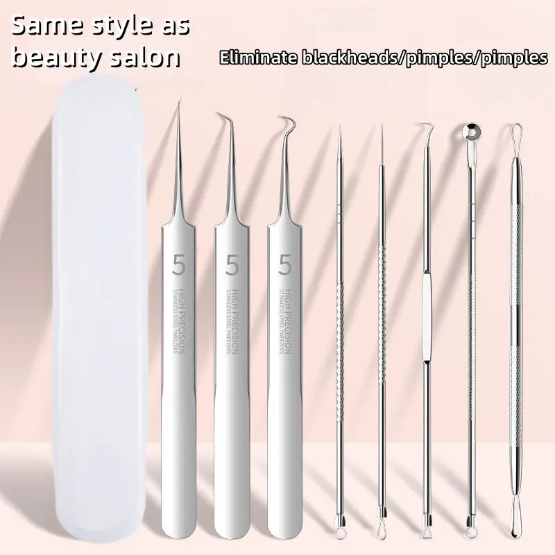 Tool Kit, Blackhead Removal Tool 8 Pieces Blackhead Extraction Tool for Facial Acne Acne Whitehead Blemishes, Stainless Steel Extraction Tool Set