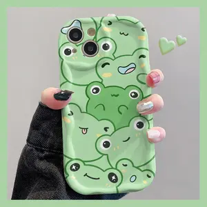 Cute Frog Pattern Case for iPhone 16 15 14 Pro Max 13 12 11 XR XS Plus Shockproof Non Slip Military-Grade Protection Silicone Cover