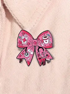 Pink Bow Medical Instrument Enamel Pin Medical Stethoscope Band-aid Metal Brooch Lapel Backpack Badge Fashion Jewelry Accessories Brooch Pins Gift for Friends