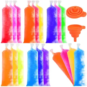 160 Ice Lolly Bags Disposable Ice Popsicle Mold Bags, Freezer Tubes Ice Cream Mold Bags Easy to Fill for Snacks Yogurt Juice Fruit Ice Candy Pops Comes with Funnel