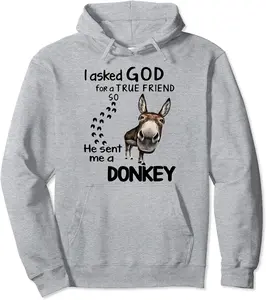 I Asked God For A True Friend So He Sent Me A Donkey Pullover Hoodie - 56B0D14TBQVJ