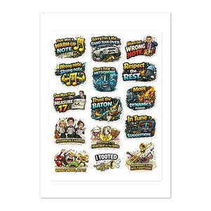15 Band Humor Stickers sheet