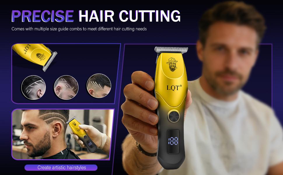 LQT 5-in-1 Professional Barber Kit, Hair Clipper, T-Trimmer, Detail Trimmer, Electric Shaver & Nose Hair Trimmer Set, Cordless LED Digital Display, USB Rechargeable, Crafting Refined Enhancements Haircut, salon at home,  Gift