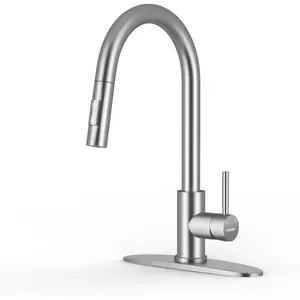 WEWE Kitchen Faucet with Pull Down Sprayer, Brushed Nickel SUS304 Stainless Steel Kitchen Sink Faucets, High Arc Single Handle Faucet for Kitchen Sink, Commercial Modern Farmhouse RV Utility Faucet