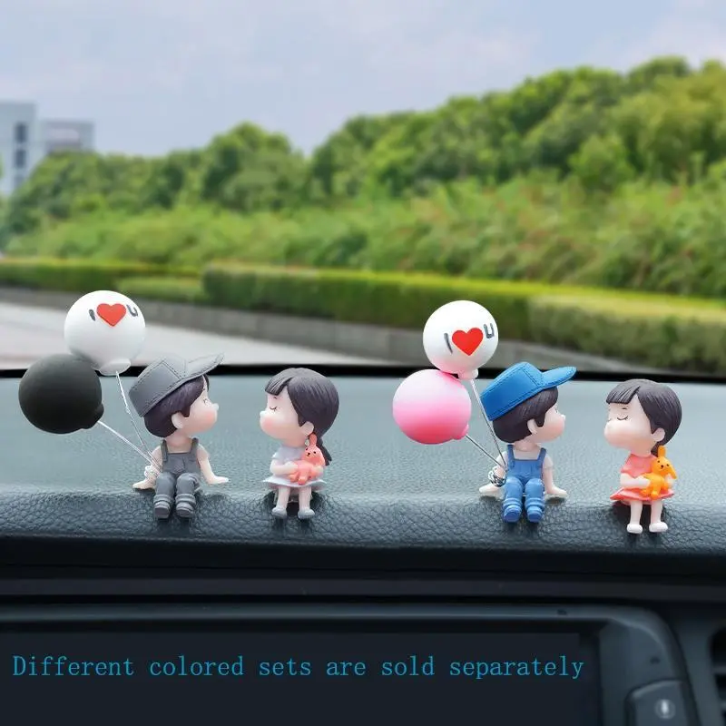 Cute Cartoon Couple Car Decor Set, 1 Pair Dashboard Decoration, Car Interior Accessories, Perfect Gift for Girls