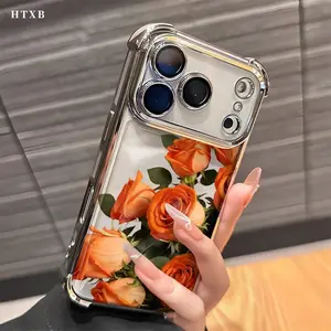 Phone Case, Witch Orange Rose Design, Electroplated And TPU Material, Compatible With Samsung Galaxy Series, Including S22FE, S23, S24, S22PLUS, S23 Ultra, S24 Ultra, And  17, 16, 15, 14, 13 And Other Models