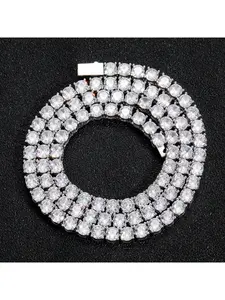 Necklace hip-hop wide spring clasp hip-hop tennis chain micro-set single-row hip-hop necklace