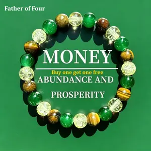 【FathersDayGift】Handmade DIY green aventurine and tiger's eye pendant wealth-attracting bracelet buy one get one free bracelet prosperous crystal jewellery gift suitable for men and women