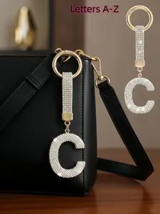 Shiny Rhinestone Letter Keychain, Lucky Crystal Pendant, Sparkling Alloy Charm, Perfect Gift for Bags and Backpacks, Women and Girls