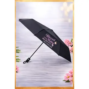Women's Portable Lightweight Compact Foldable Auto Umbrella - Automatic Retractable, Windproof, All-Weather, Ergonomic Handle, Cover, Strap, Reflective Christian Faith Gift, Automatic Retractable Umbrellas, Compact Foldable Umbrellas