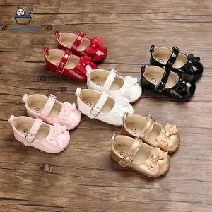 Summer children's princess shoes, girls' solid color bow shoes, walking shoes Bowknot Design Flats Round Toe Flats