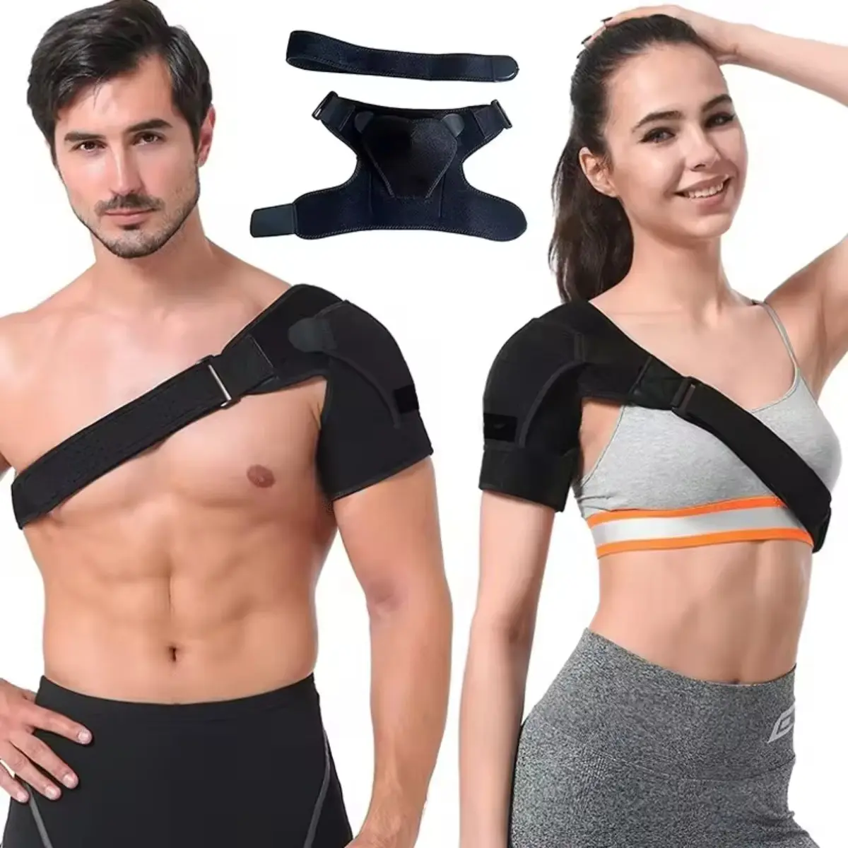 Unisex Shoulder Support Brace with Pressure Pad, Adjustable Rotator Cuff Tear Support and Shoulder Stabilization Brace, Suitable for Fitness and Outdoor Activities