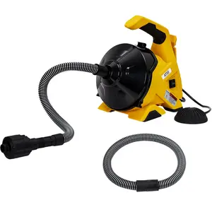 Electric Drain Cleaner Machine 30Ft, Powerful Auto-Feed Plumbing Snake – 3/10in Anti-Twist Piano Wire Cable, Foot Switch – Professional Sewer Auger for 3/4in-2in Pipes, Sinks, Toilets, Floor Drains