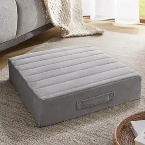 Floor Cushions for Adults, Large Meditation Pillows with Thick Foam and Soft Tufted Covers, Washable Square Seating for Couch and Yoga, 22×22×5 inch Grey