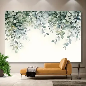 1 Piece, Eucalyptus Leaf Wall Hanging Tapestry - Machine Washable Polyester Fabric with Natural Green Leaf Design for Stylish Living Room or Bedroom Wall Decor