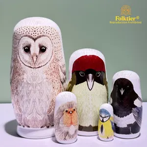 1 Set Russian Nesting Dolls, Owl Matryoshka Dolls, Wooden Educational Toys for Kids, Crafts & Collectible Souvenirs, Ideal Gifts for Christmas Halloween Easter Thanksgiving Valentine's Day Ramadan New Year Birthday Party Wedding.