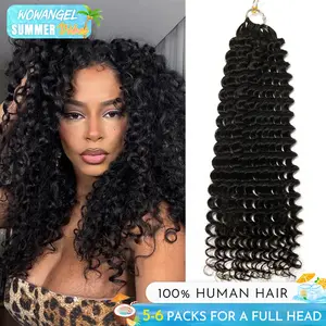 WOWANGEL Deep Curly Feather Crochet Human Hair Extensions Braids Invisible Miracle Knots Braids Human Hair Knotless Pre-Separated Real Human Hair For Black Women  #SummerVibes
