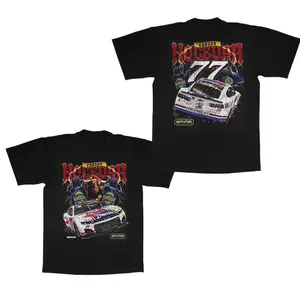 Men's Carson Hocevar E2 Apparel Black Chili's Car Classic Crewneck T-Shirt 2 Sides, Hocevar NASCAR #77 Race Car Graphic Tee, Racing Fan Gift Streetwear T-Shirt, Perfect Gift for Him