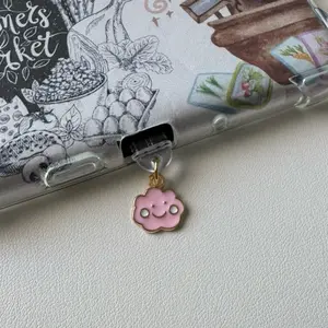 Dust Plug Charm Pink Cloud for USB-C Devices Kindle Phones iPhones E-Readers Adorable Accessory