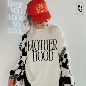 Comfort Colors Mother Hood Shirt, Comfort Colors Trendy Mama T-Shirt, Oversized Mom Life Tee, Aesthetic Graphic Mom Shirt