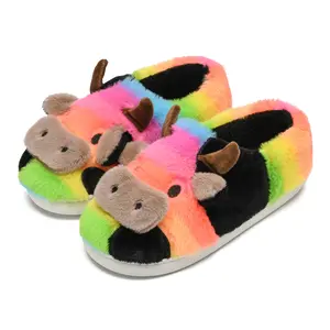 Cow Slippers for Women and Men，Cute Slippers Cozy Cartoon Cow Fluffy House Slippers Kawaii Shoes Fuzzy Slippers Indoor and Outdoor Foam Slide