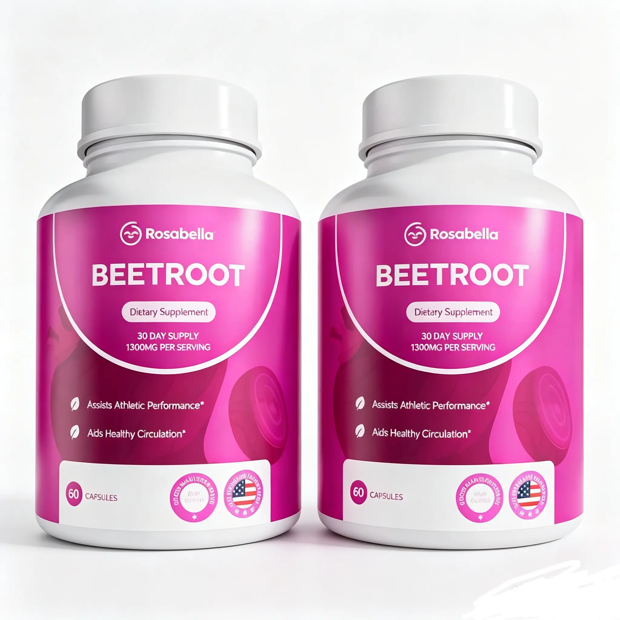 Rosabella Organic Beetroot Capsules (1300mg) for Blood Flow & Heart Health