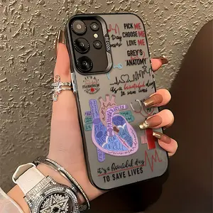 Creative Cartoon Doctor Nurse ECG Phone Case Suitable for Samsung Galaxy S25 S24 S23 S22 S21 S20 FE Ultra Plus 4G 5G Anti-Drop Matte Back Cover