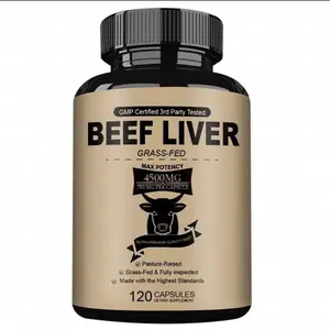 Grass Fed Beef Liver Capsules 4500mg - 120 Capsules, - Grassfed Desiccated Liver Supplement - Non GMO Hormone Free Source of Heme Iron CoQ10 Vitamins A & B12