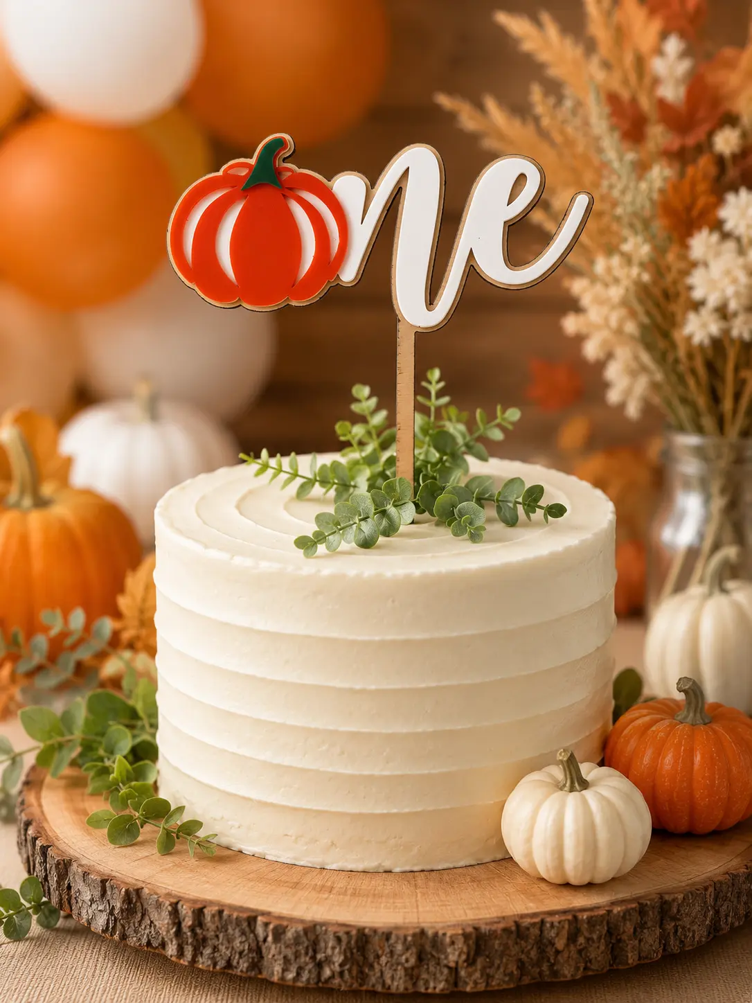 Natural Wood & PLA Pumpkin Cake Topper -   Pumpkin ONE Cake toppers -   Bakeware Decorating Tool for Cake Decoration