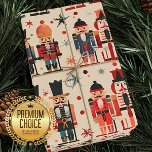 Toy Soldier Wrapping Paper for Christmas and Holidays, Nutcracker Wrapping Paper for Winter Parties and Birthdays