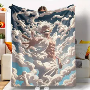 Dynamic Cloud Spirit Flannel Blanket Anime Style Fantasy Art Print Soft Warm Lightweight Cozy Texture for Bedroom Sofa Office Gift Relaxation Home Decor tiktokshopspringglowup