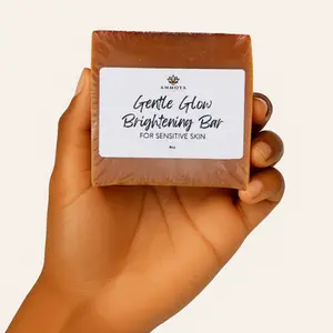 Ammoya Naturals Gentle Glow Brightening Bar for Sensitive Skin 4 oz Handmade with Turmeric, Kojic Acid, Licorice Root Extract, Oatmeal & Lavender Nourishing Cleansing Soap Body Care Moisture Soothing Smoother Radiant