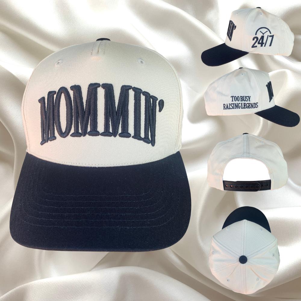 Mommin MAMA Trucker Hat for Women Embroidered Mom Baseball Cap Adjustable Canvas Vintage Hat for Casual Wear, Gift for mother