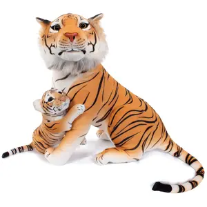 Real Planet™ Brown Tiger & Cub Realistic Plush Stuffed Animal