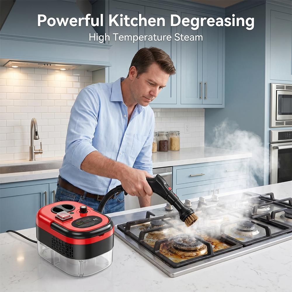 【BackToSchool】 Handheld Steam Cleaner - 2500W Power, 3BAR High-Temperature Pressurized, ABS Plastic Compact Form, Multi-Purpose Deep Clean Tool with Multiple Brush Heads for Grease/Dirt Removal, Ideal for Kitchen/Bathroom, Home Users