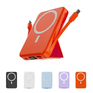 10000mAh MagSafe Magnetic Wireless Power Bank with Stand, 22.5W PD Fast Charging, Built-in USB-C/Lightning Cables, LED Display Phone Holder for iPhone 17-12 & Android, Hands-Free Mobile Accessory